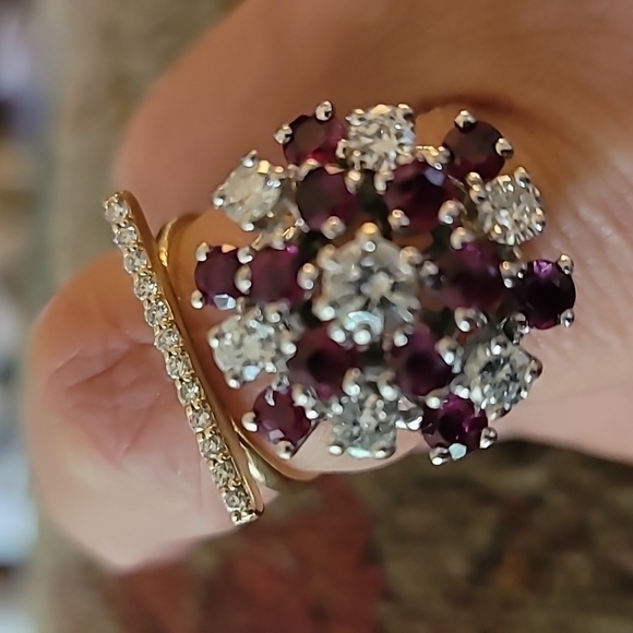 14k vintage ring with diamonds and ruby - Picture 9 of 9